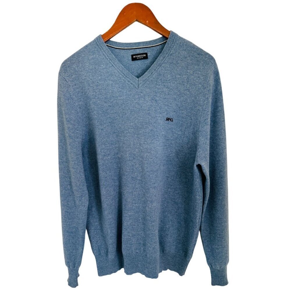 McGregor 100% Lambswool V-neck Sweater Knit Pullover